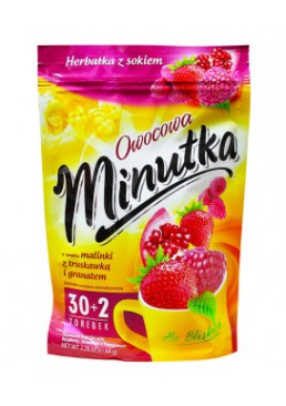 Чай фруктовый Minutka с малиной, клубникой и гранатом в пакетиках, 64 г (32 штх2 г)