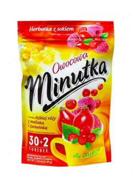 Чай фруктовый Minutka с шиповником, малиной и клюквой в пакетиках, 64 г (32 штх2 г) 