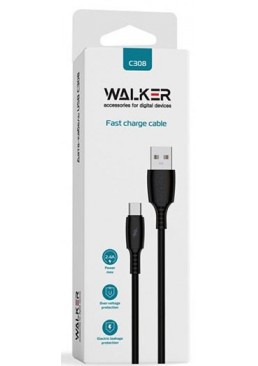 Кабель USB WALKER C308 Micro black, 1 м