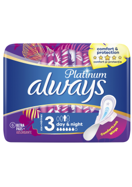 Гігієнічні прокладки Always Platinum Day&Night, 6 шт (5 крапель)