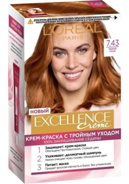 Фарба для волосся L'Oreal Paris Excellence відтінок 7.43 - Мідний русявий, 1 шт