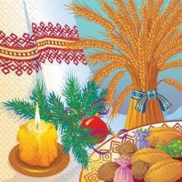 Святкові новорічні серветки Марго "Дідух", 33х33 см (18 шт)