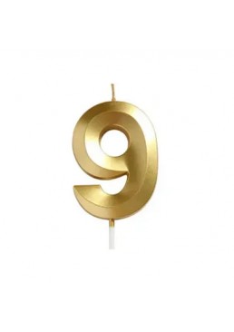 Свеча цифра "9" для торта, 4.5 см (золото)