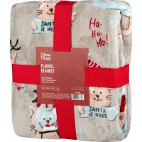 М'який теплий плед покривало ARDESTO Christmas Flannel Різдвяні коти, 160x200 см