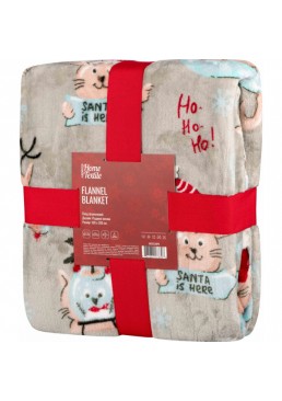 Мягкий теплый плед покрывало ARDESTO Christmas Flannel Рождественские коты, 160x200 см