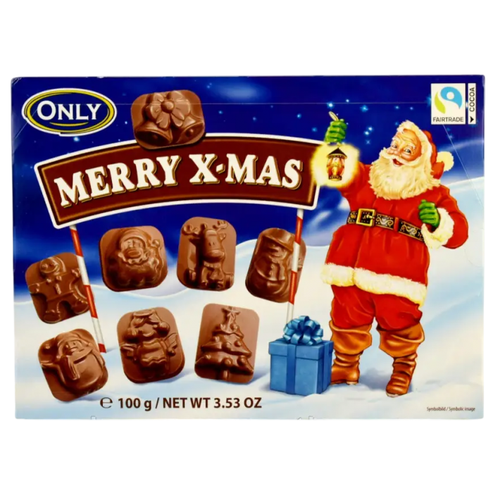 Цукерки Only Merry x-mas з молочного шоколаду з горіхово-кремовою начинкою, 100 г - 