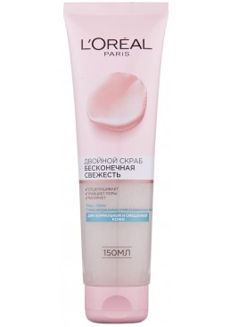 Скраб для обличчя L'Oreal Paris нескінченна свіжість подвійної дії для нормальної та змішаної шкіри, 150 мл