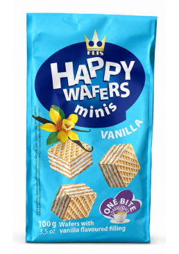 Вафлі з ванільною начинкою FLIS Happy Wafers minis vanilla, 100 г