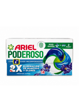Капсулы для стирки Ariel PODEROSO Frescor Alpino для белых и цветных тканей, 14 шт