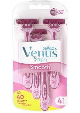 Одноразовые станки Gillette Simply Venus 3 для бритья женские, 4 шт