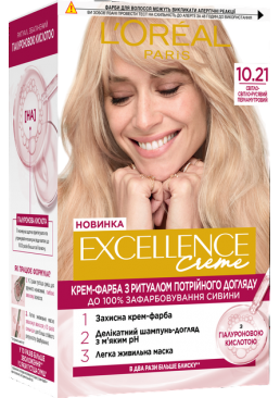 Фарба для волосся Loreal Paris Excellence Creme 10.21 світло-світло русявий перламутровий