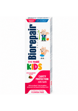 Детская зубная паста без фтора Biorepair Kids от 0 до 6 лет со вкусом клубники, 50 мл