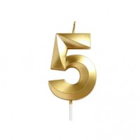 Свеча цифра "5" для торта, 4.5 см (золото)