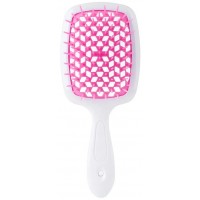 Гребінець для волосся продувний Super Brush Біло-рожевий, 20 см
