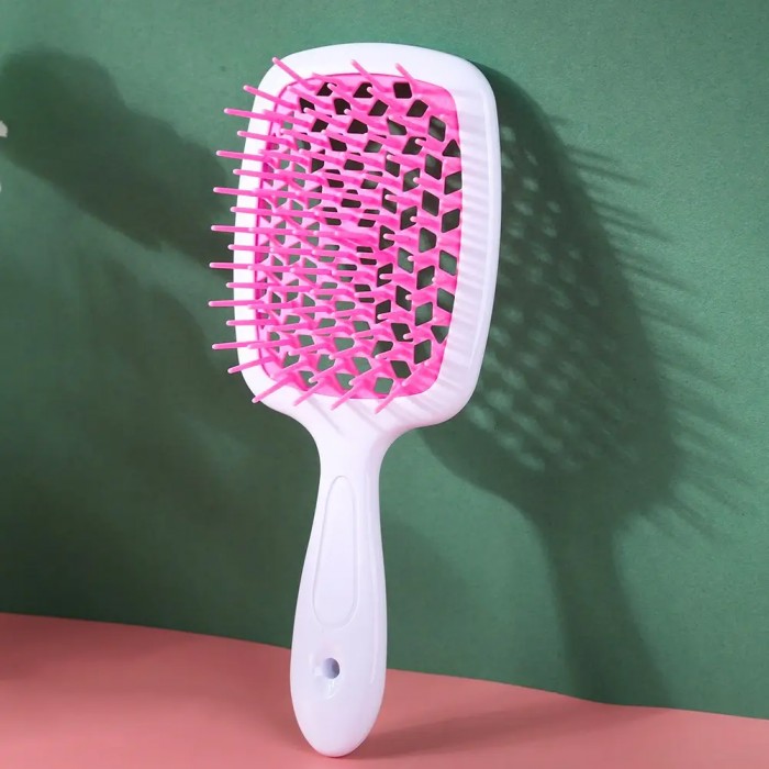 Гребінець для волосся продувний Super Brush Біло-рожевий, 20 см - 