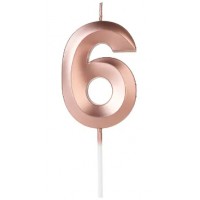 Свічка цифра "6" для торта, 4.5 см (рожевий)