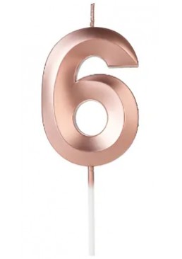 Свеча цифра "6" для торта, 4.5 см (розовый)