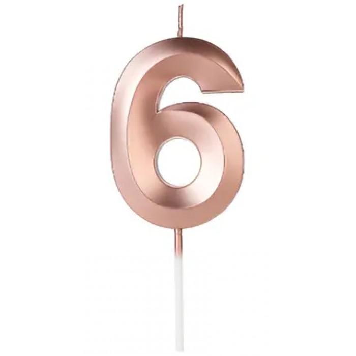 Свеча цифра "6" для торта, 4.5 см (розовый) - 