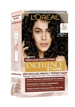Фарба для волосся L'Oreal Paris Excellence відтінок 1U Універсальний чорний, 1 шт