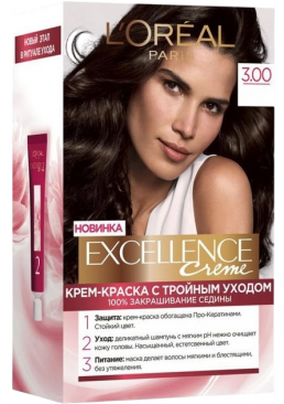 Фарба для волосся L'Oreal Paris Excellence відтінок 3.00 Темно-каштановий, 1 шт