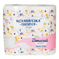 Туалетная бумага «Кохавинская папирня» детская 3-слойная, 4 шт