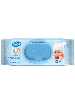 Дитячі вологі серветки Smile Baby з екстрактом ромашки та алоє, 100 шт 