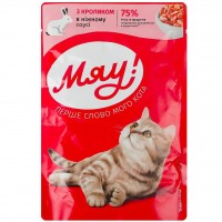 Влажный корм для кошек «Мяу!» с кроликом, 85 г