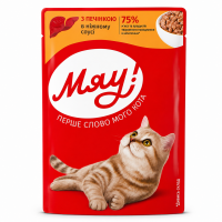 Влажный корм для кошек «Мяу!» с печенью, 85 г