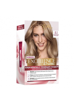 Фарба для волосся L'Oreal Paris Excellence відтінок 8.1 - Світло-русявий попелястий, 1 шт