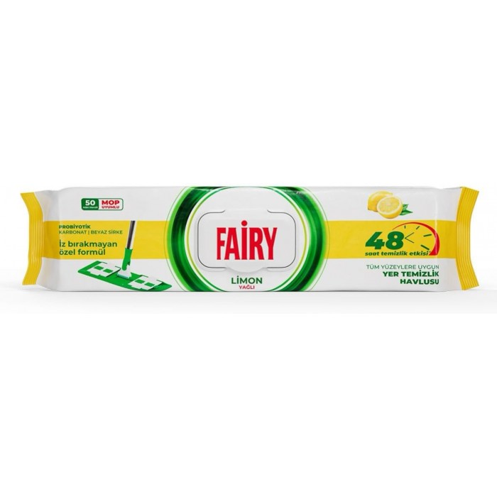 Серветки вологі для прибирання підлоги Fairy Limon з ароматом лимона, 50 шт - 