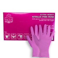 Перчатки нитриловые розовые VitLux NITRILUX L, 100 шт 