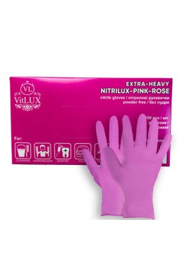 Перчатки нитриловые розовые VitLux NITRILUX М, 100 шт
