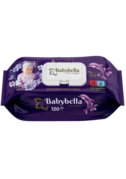 Дитячі вологі серветки парфумовані Babybella з клапаном, 120шт