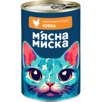 Корм влажный для взрослых кошек Мясная Миска кусочки в соусе курица, 415 г