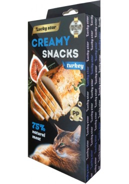 Лакомство для кошек Lucky Star нежное пюре для кошек из мяса индейки в стиках, 10 гх6 шт