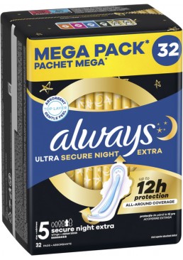 Гігієнічні прокладки Always Ultra Secure Night Extra розмір 5, 32 шт (8 крапель)