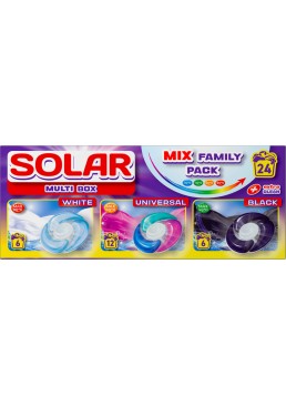 Капсули для прання Solar Multi Box White + Universal + Black, 24 шт