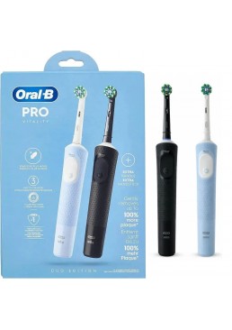 Набір електричних зубних щіток Oral-B Braun Vitality Pro D103, 2 шт (чорна+блакитна)