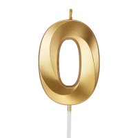 Свеча цифра "0" для торта, 4.5 см (золото)