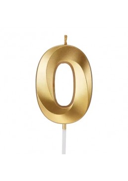 Свічка цифра "0" для торта, 4.5 см (золото)