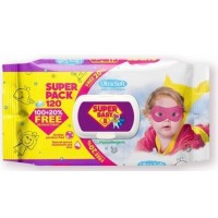 Салфетки влажные детские Super Baby девочка Ромашка и Алоэ, 120 шт