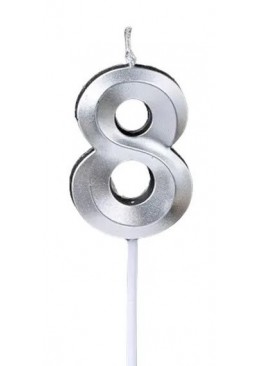 Свічка цифра "8" для торта, 4.5 см (срібло)