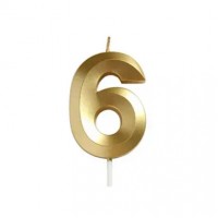Свічка цифра "6" для торта, 4.5 см (золото)