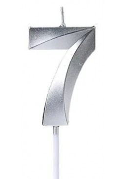 Свічка цифра "7" для торта, 4.5 см (срібло)