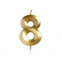 Свеча цифра "8" для торта, 4.5 см (золото)