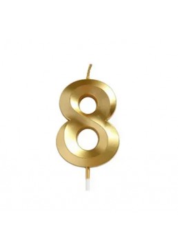 Свеча цифра "8" для торта, 4.5 см (золото)