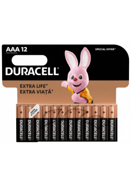 Батарейки лужні Duracell AAA LR03 MN2400, 12 шт