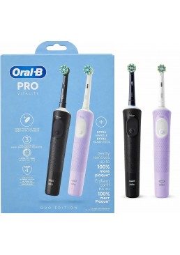 Набір електричних зубних щіток Oral-B Braun Vitality Pro D103, 2 шт (чорна+лавандова)