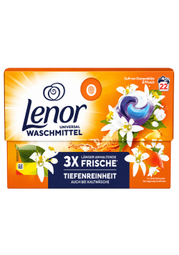 Капсули для прання універсальні Lenor "Апельсиновий цвіт та персик", 22 шт