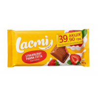 Шоколад молочный Roshen Lacmi с клубничной паннакотой, 90 г